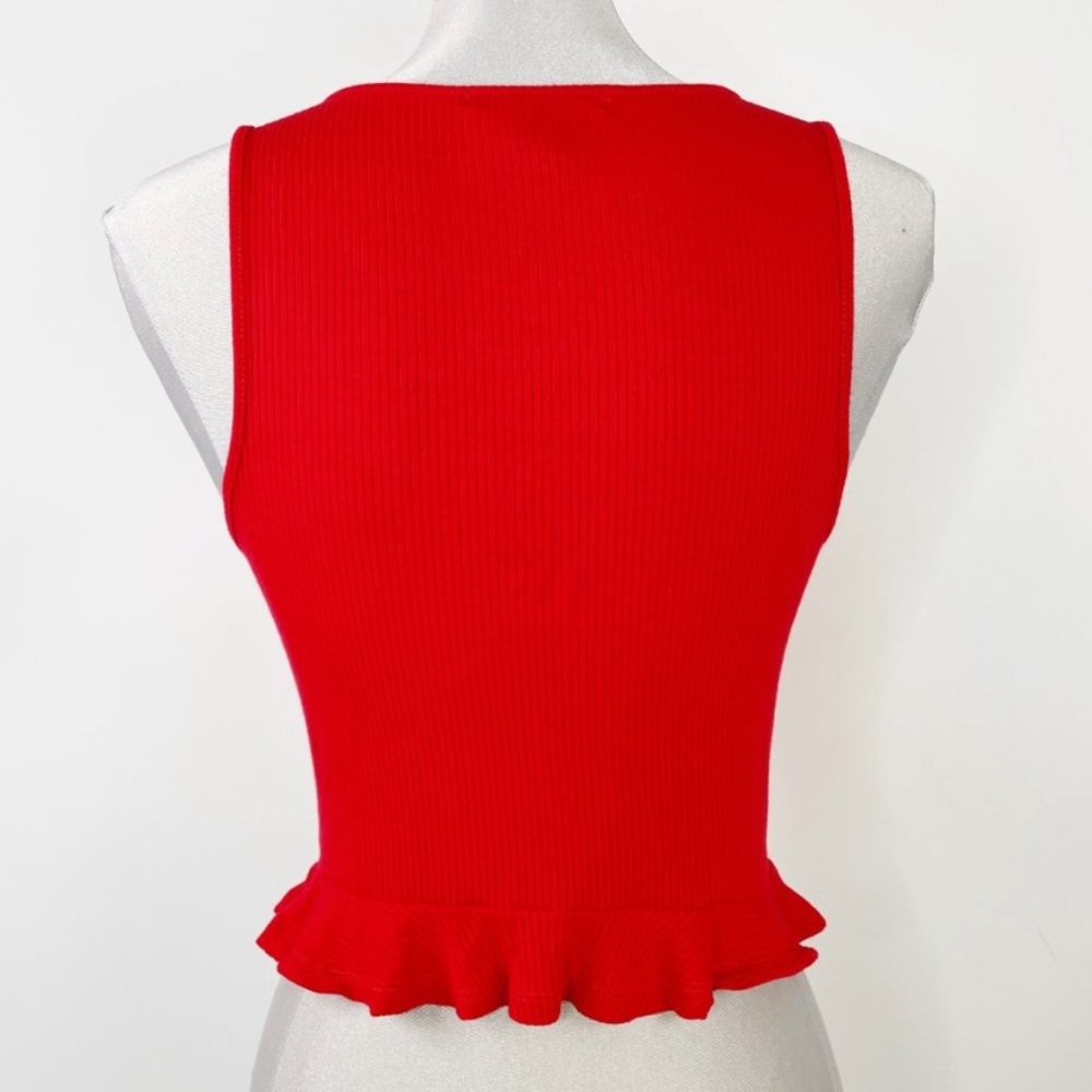 Red Ruffle Hem Tank Top - Picture 2 of 4